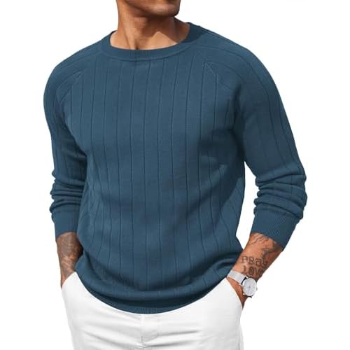 COOFANDY Men Dress Sweater Long Sleeve Crew Neck Sweater Slim Fit Business Casual Pullover Sweater