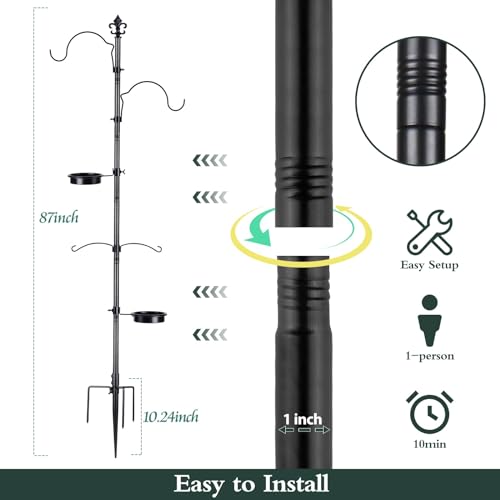 BOLITE-Bird-Feeding-Station-for-Outside-87-Inch-Enhanced-Bird-Feeder-Stand-Pole-Black