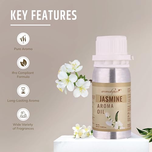 Image of Aromahpure Jasmine Aroma Oil | 100ml Undiluted & Natural | Long-Lasting Scent for Aromatherapy, Candle & Soap Making, Diffusers, Room Freshener, Humidifier, Bathroom Revitalizer & Home Essentials