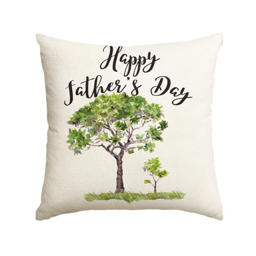 AVOIN colorlife Happy Fathers Day Watercolor Tree Throw Pillow Cover 18 x 18 Inch Love You Dad Gift Cushion Case for Sofa Couch