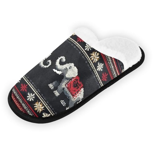 Red Flower Mandala Elephant Retro Slippers For Women Men Soft Memory Foam Non-Slip Animal Winter Indoor House Shoes Travel Slipper2