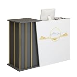 Bancone Vendita, Banco Reception Ufficio Bancone Reception Tavolo Bancone Bancone Negozio, Reception Elegante E Stimolante Con Soluzioni Di Storage per Startup Tecn(Size:120cm,Color:Iron Ash Printing)