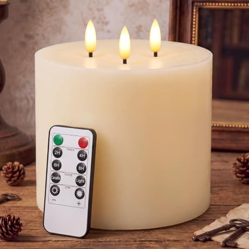 Image of Retisee 1 Pack Ivory Extra Large Flameless Candles 6 inchx6 inch Remote Control