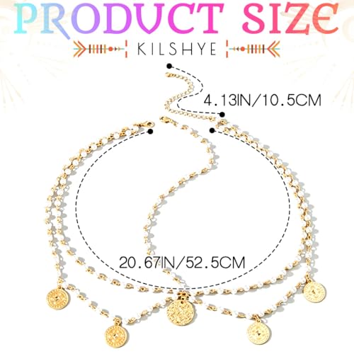 Cadena de cabeza de moneda Kilshye con perlas brillantes estilo boho 6
