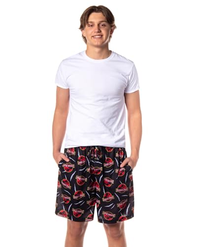 Jurassic Park Pajamas Men's Allover Claw Tear Logo Design Adult Lounge Sleep Shorts2