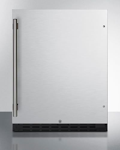 Summit 24" Built-in Refrigerator, 4.8 cu.ft., ADA Compliant, Stainless Steel/Black- AL55 on Fridge.com