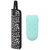 Beautyflier Flat Iron Holder Case, Canvas Heat-Resistant Flat Iron Travel Case and Silicone Mat for Hair Tools for Travel, Gym or Daily Use, 13.5IN, Black Flower