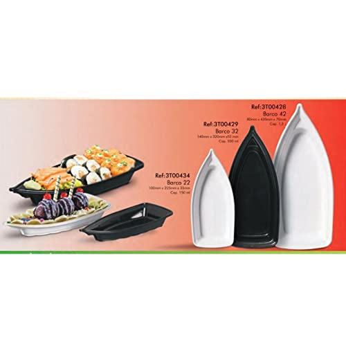 Barca Barco para Açaí Sushi Sashimi Sorvete Prato Bandeja 42 Cor:Branco
