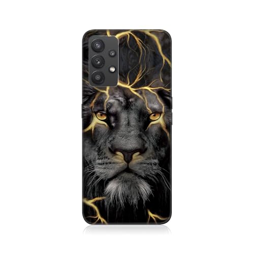 DiaryTown Funda Samsung Galaxy A52 5G / 4G / A52s 5G Silicona Blando, Carcasa Samsung A52 Funda Resistente Negro con Dibujos Elegante Cover Fina Antigolpes Case, Rey Leon