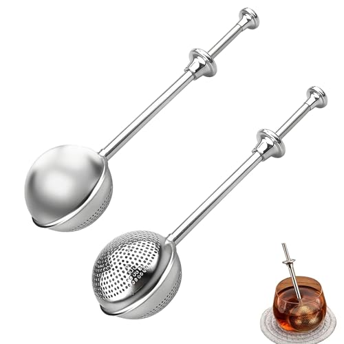 MUNTE Pinza per tè sfuso, 2 pezzi, filtro da tè, in acciaio inox, per tè sfuso, con manico a molla, colino da tè per tazza in acciaio inox 304, per tè sfuso, zucchero a velo, spezie
