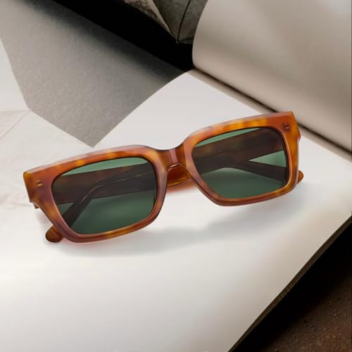 AVAWAY Chunky Womens Sunglasses Polarized, Rectangle Acetate 100% UV Protection Sun Glasses Retro Driving Outings Shades3