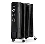 Air Pro Oil Filled Radiator 2500W with Thermostat & 24h Timer – 11 Fin Portable Electric Heater 3 Heat Settings, Overheat & Tip-Over Protection, Quiet for Home, Office and Any Room Radiator on Wheels