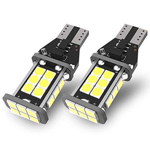 YITAMOTOR 2x 921 LED Reverse Light Bulbs, T15 906 W16W 912 LED Replacement Bulb for Backup/Back Up Lights, White Extremely Bright 1200 Lumens, Canbus Error Free, 24-SMD 3030 PX Chipsets, DC 12V 4.5W