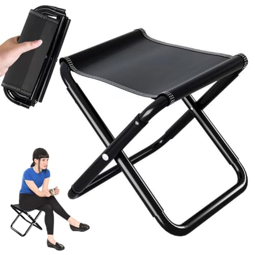 Klapphocker Schwarz, 150 KG Belastbar Campinghocker Faltbar,...