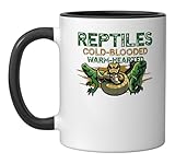 Reptiles Cold-Blooded Warm-Hearted Reptile Lover Ceramic Mug, Black/White