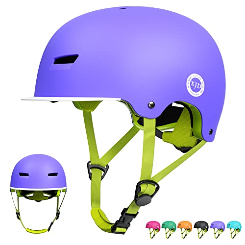 XJD Toddler Helmet Kids Bike Helmet Multi-Sport Cycling Helmet Adjustable Bicycle Helmet for Kids Safety Helmet Child Skateboard Helmet Inline Skating Scooter 8-13 Years Old Youth Helmet (Purple, M)