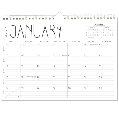 Image of GuassLee 2027 wall calendar 12 month, Jan 2027-Dec 2027, 17 inchx12 inch