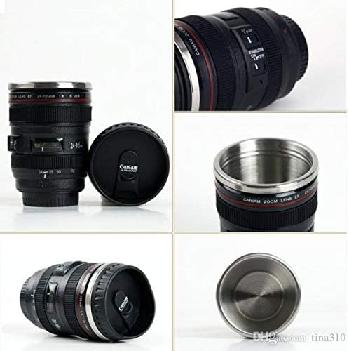 Miniatura 2 de Tazas en forma de lente de cámara para café Taza de viaje aislada de acero con tapa para regalo idea Lente de cámara Taza de café de plástico con