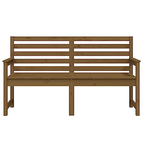 Banco de jardín de madera pino miel 159.5cm con respaldo terraza 5