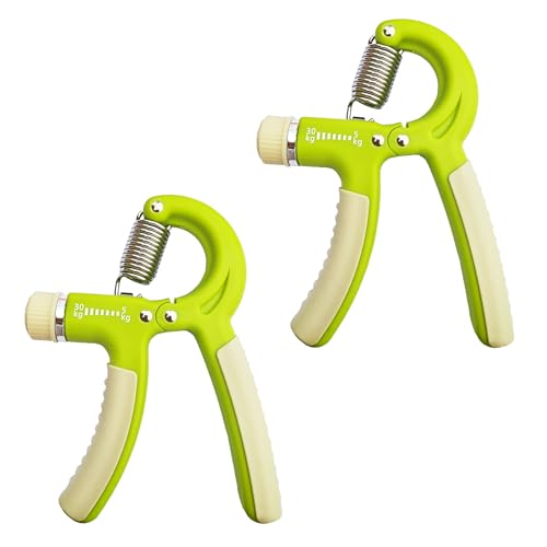 Strengthener Hand Grip 2 Pack Green Kid Boys Girls Teenager Strength Trainer Number Counter Forearm Finger Wrist Gripper Exerciser 5-30kg Adjustable Stretcher Squeezer Workout