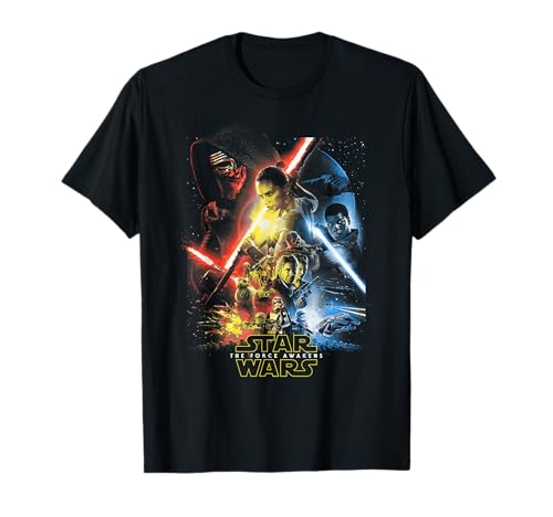 T-shirt Star Wars The Force Awakens imprimé collage de groupe pour fan de la saga