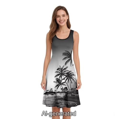 Image of Dreaweet Casual Sleeveless Dresses for Women Girls, Round Neck Tank Dresses with Pockets Summer Sundress Size XS-4XL