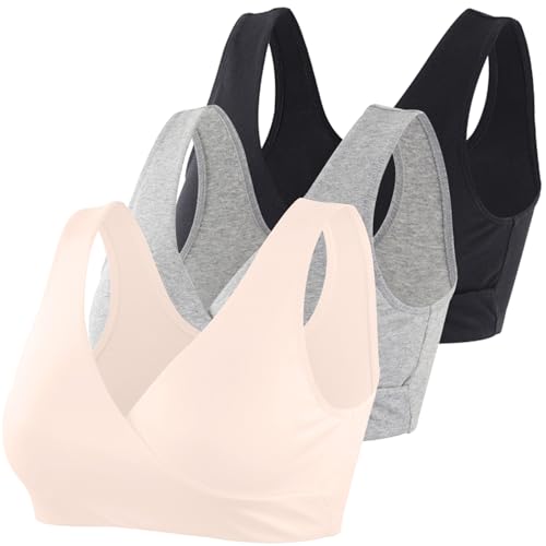 Image of Topwhere Women's Cotton Wireless Sleep Bra for Nursing and Maternity