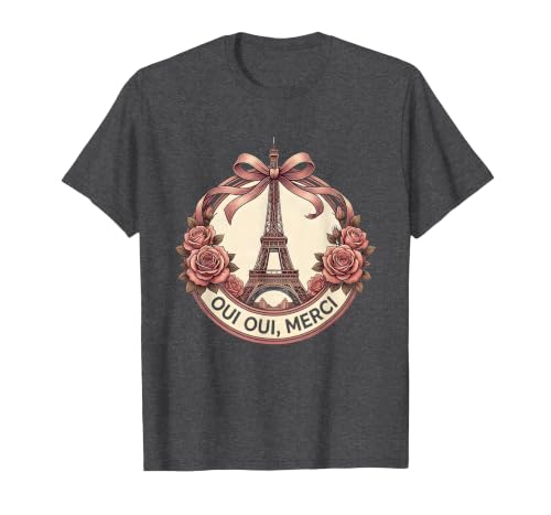 Oui Oui Merci Chic Paris Graphic Design T-Shirt, Men, Dark Heather Grey, XX-Large