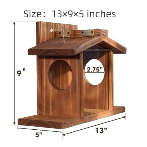 Squirrel Feeder House,Pine Wood,Squirrel Feeder for Outside,Perfect for Storing Nuts and Corn, Insulated and Breathable,Adaptable to All Kinds of Weather
