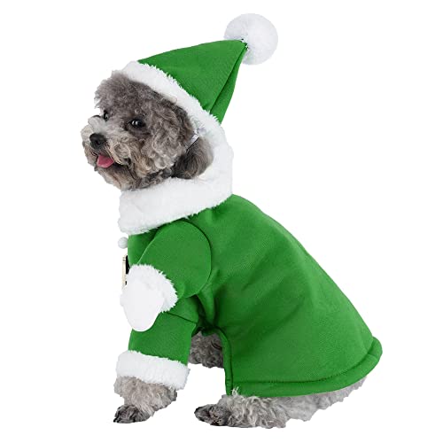 Yoption Christmas Elf Dog Cat Costume With Hat, Funny Pet Christmas Cosplay Winter Warm Coat Clothes Outfit Apparel (L) #TOP5