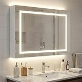 TTGIEET LED Lighted Bathroom Medicine Mirror Cabinet with 3-Color LED Lights, Anti-Fog, Dimmable, Wall Mount, 3-Adjustable Shelves, Wall Mounted Bathroom Mirror with Storage (24‘’×32‘’)