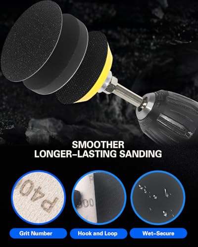194 PCS 2 Inch Wet Dry Sanding Discs, Drill Polishing Kit with 60 to 10000 Grit Hook and Loop Sandpaper Assortment for Dremel, Headlight Restoration Kit with Buffing Pads for Auto Wood Metal Resin - Thumbnail 4