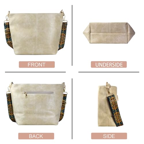 Image of Hobo Bags Vegan Leather Crossbody Bag Guitar Strap Shoulder Purses with Zipper Handbags for Women