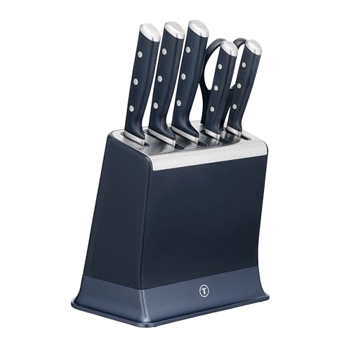 Tefal K297S7 EverSharp 6-częściowy Zestaw noży z wbudowaną ostrzałką, 5 noży, nożyczki, trwała krawędź