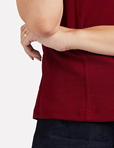 Image of Lymio Women's Crop Red Color V Neck Half Sleeve Polyester Solid Top