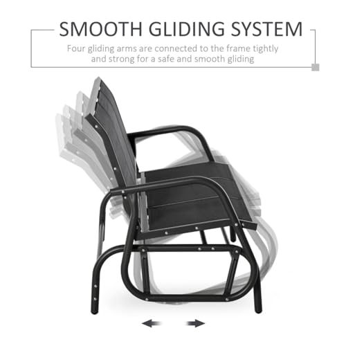 WZONICE98 Patio Gliders 3 Person Sofas Conversation Sets Outdoor Loveseat Chair Heavy-Duty Steel Frame Rocking Bench Outside Lounge Chair for Poolside Garden Backyard Porch (Black)