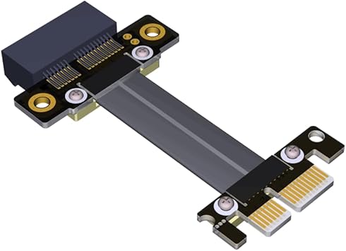 PCIE 4.0/3.0 X1 Riser Cable Dual 90 Degree Right Angle PCIe 3.0 x1 to x1 Extension Cable PCI Express 1x Riser Card Ribbon Extender 5cm, R11SF Gen 3
