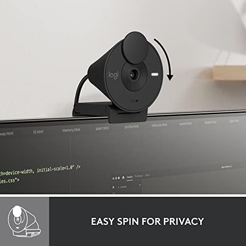 Logitech Brio 301 Full HD Webcam with Privacy Shutter, Noise Reduction Microphone, USB-C, Certified for Zoom, Microsoft Teams, Google Meet, Auto Light Correction - Black - 4