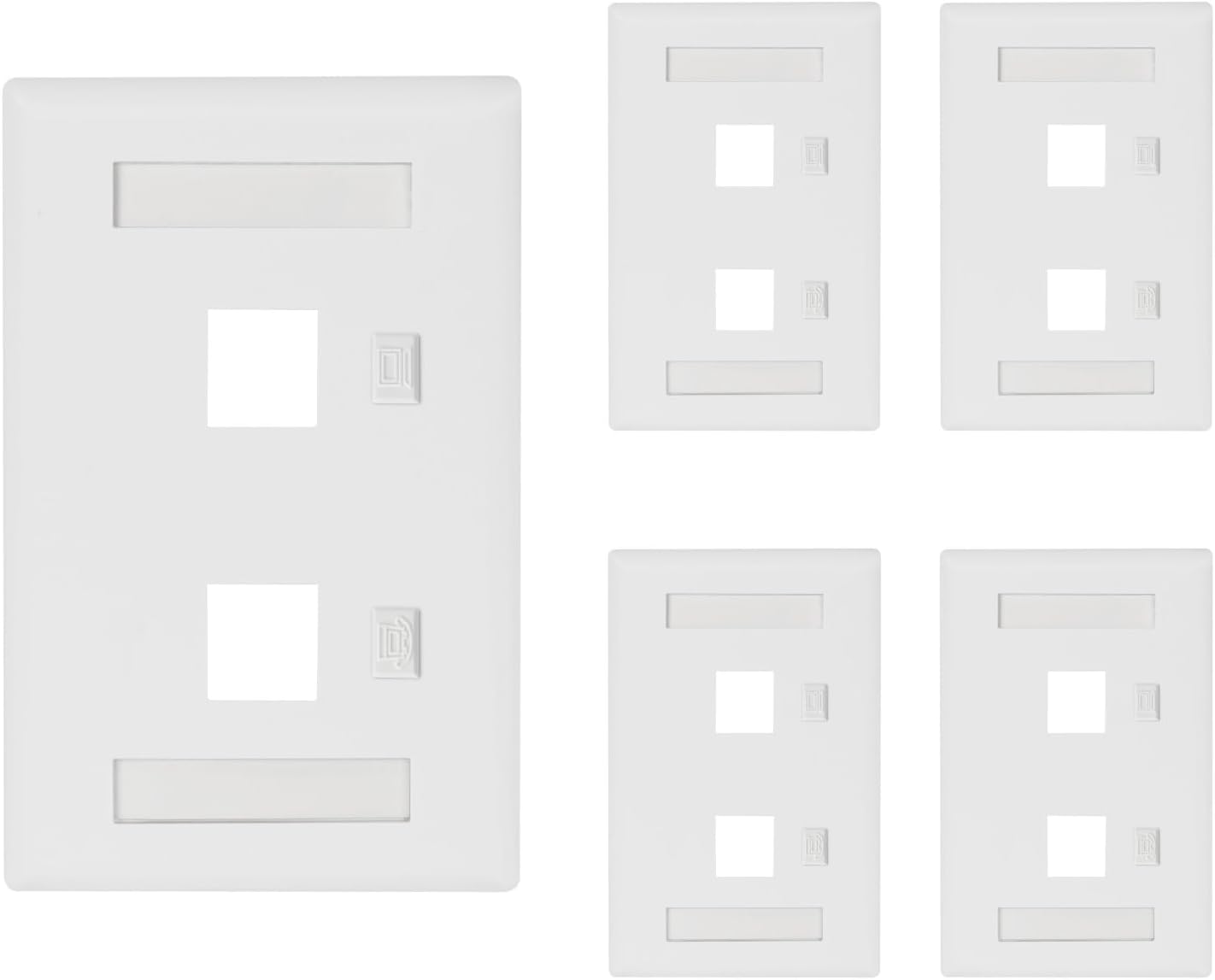 Tecmojo 2 Port Keystone Wall Plate, RJ45 Wall Plates for Keystone Jack, White, 5 Pack 2 Port White