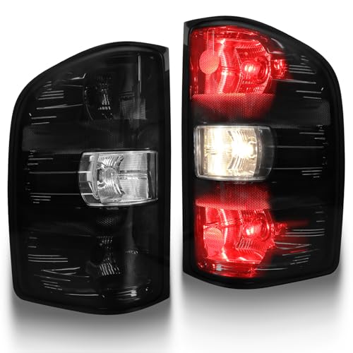 MAYELLO Smoked Black Tail Lights with Red Bulbs fit for 20072013 Chevy Silverado 1500 20072014 Silverado 2500/3500 Single Rear Wheel Plug & Play Upgrade Murdered Out Rear Lamps