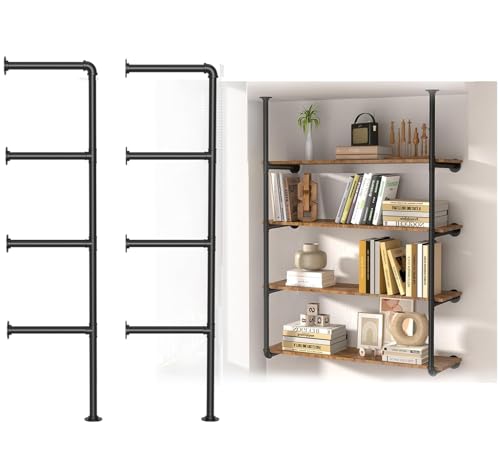 Industrial Retro Wall Mount Iron Pipe Shelf Hung Bracket Diy Storage Shelving Bookshelf (2 pcs)