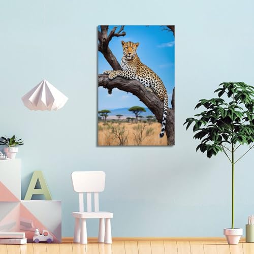 Décoration guépard sur branche moderne à suspendre 20x30