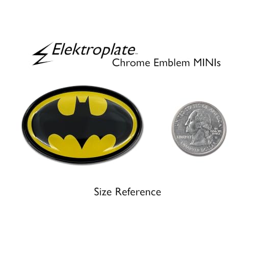 Image of Elektroplate Officially Licensed 2 Mini OEM Chrome DC Comics Batman Emblems for Motorcycles, Watercrafts, and Decorations | Universal Fit at 2.15 inch x 1.4 inch | Weatherproof | 2-Pack