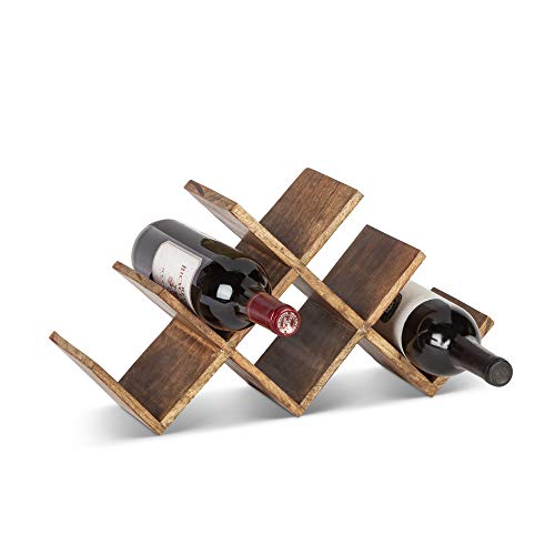 Lone Elm Studios Mango Wood 6 Bottle Wine Rack Other Decor, 18InL x 3InW x 10InH, Brown
