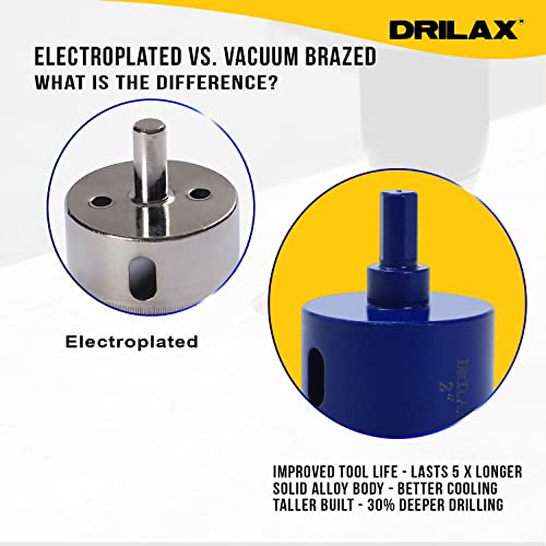 2 Inch Diamond Hole Saw Ceramic Porcelain Tile Hole Cutter Quartz Granite Countertop Aquarium Glass Drilling Long Life Tall Design Deeper Cuts Drain Installation Vacuum Brazed Coating 2 In #TOP4