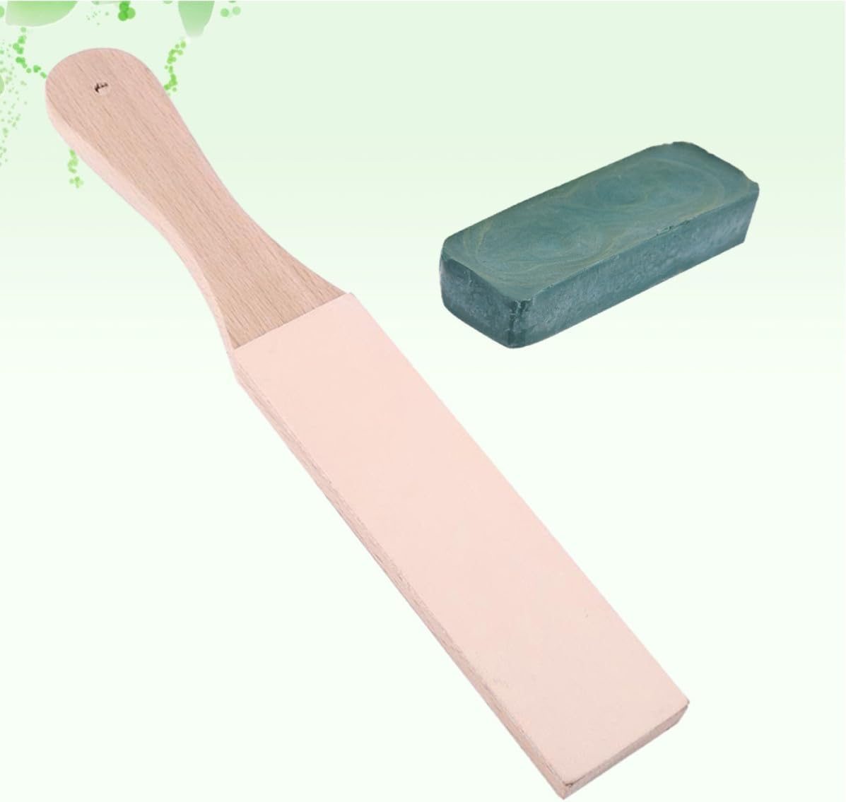 2pcs Two-sided Leather Strop with Handle for Razor and Kitchen Knives