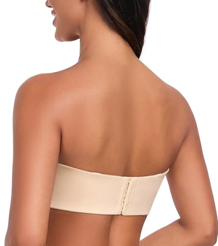 DotVol Women's Plus Size Unpadded Seamless Underwire Bandeau Minimizer Strapless Bra3