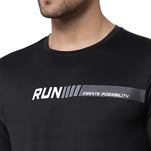 Image of Red Tape Men Black Graphic Print Activewear T-Shirt