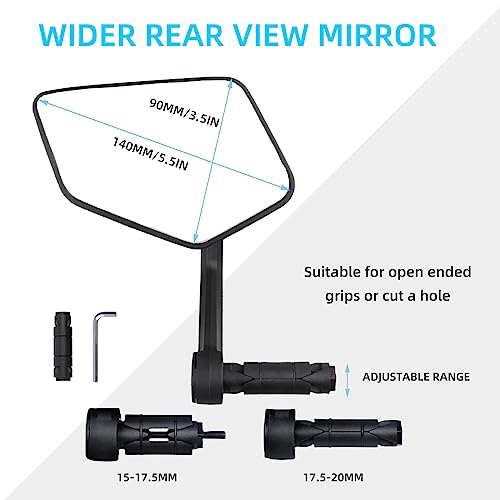 WEIMELTOY Handlebar Bike Mirror, New Scratch Resistant Glass Lens, Adjustable Safe Bar End Rearview Mirror,Wider Angle Rotatable Bicycle Mirror,Universal Rearview Mirrors for Mountain bike (Left)