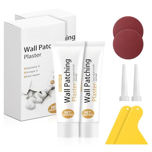 100g Spachtelmasse Weiß Innen - 2 Sets Wall Repair Kit, für Löcher Wand Füllen, 2 Ziehklinge, 2 Schleifpapier, 2 Düsenverlängerung, Löcher Wand Füllen Weiß für die Schnelle Reparatur von Rissen 100g Spachtelmasse Weiß Innen - 2 Sets Wall Repair Kit, für Löcher Wand Füllen, 2 Ziehklinge, 2 Schleifpapier, 2 Düsenverlängerung, Löcher Wand Füllen Weiß für die Schnelle Reparatur von Rissen